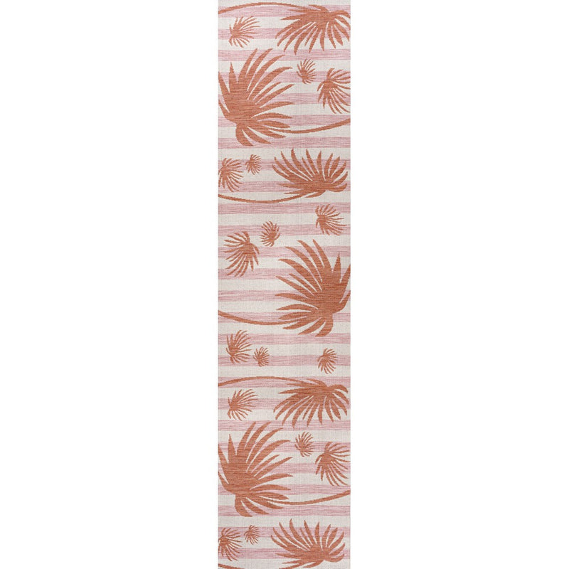 Veronica Classic Beach Stripe And Palm Leaf Indoor/Outdoor Area Rug