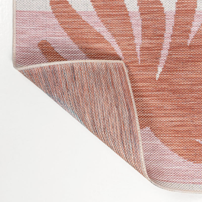Veronica Classic Beach Stripe And Palm Leaf Indoor/Outdoor Area Rug
