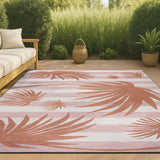 Veronica Classic Beach Stripe And Palm Leaf Indoor/Outdoor Area Rug
