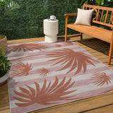 Veronica Classic Beach Stripe And Palm Leaf Indoor/Outdoor Area Rug