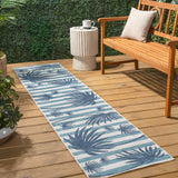 Veronica Classic Beach Stripe And Palm Leaf Indoor/Outdoor Area Rug
