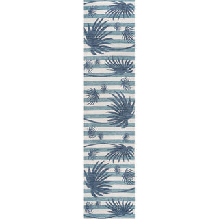 Veronica Classic Beach Stripe And Palm Leaf Indoor/Outdoor Area Rug