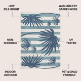 Veronica Classic Beach Stripe And Palm Leaf Indoor/Outdoor Area Rug
