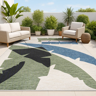 Shelby Coastal Vintage Abstract Palm Leaf Indoor/Outdoor Area Rug