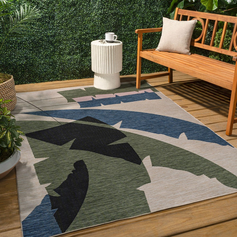 Shelby Coastal Vintage Abstract Palm Leaf Indoor/Outdoor Area Rug