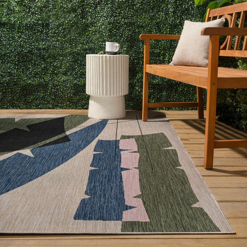 Shelby Coastal Vintage Abstract Palm Leaf Indoor/Outdoor Area Rug