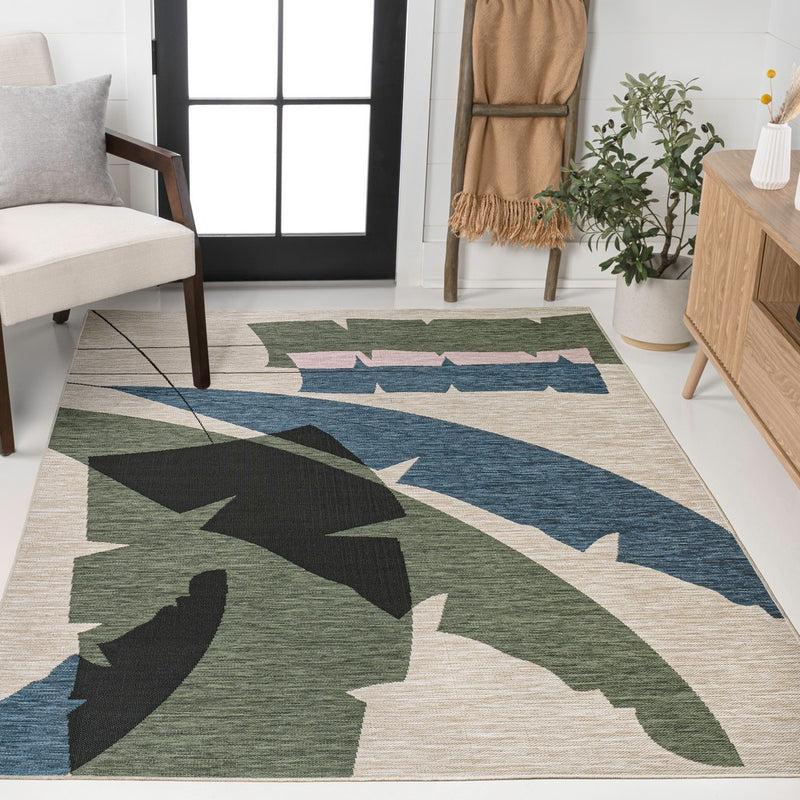 Shelby Coastal Vintage Abstract Palm Leaf Indoor/Outdoor Area Rug