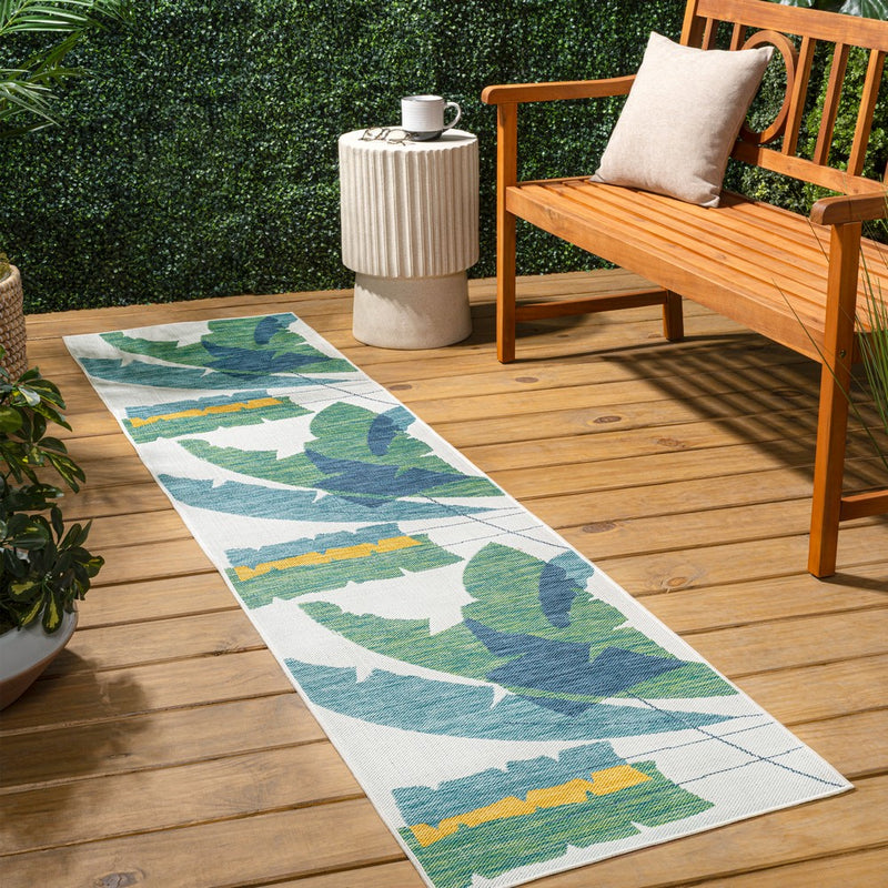 Shelby Coastal Vintage Abstract Palm Leaf Indoor/Outdoor Area Rug