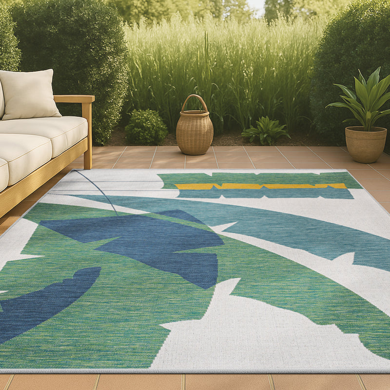Shelby Coastal Vintage Abstract Palm Leaf Indoor/Outdoor Area Rug