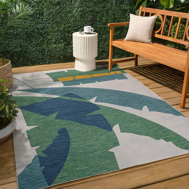 Shelby Coastal Vintage Abstract Palm Leaf Indoor/Outdoor Area Rug