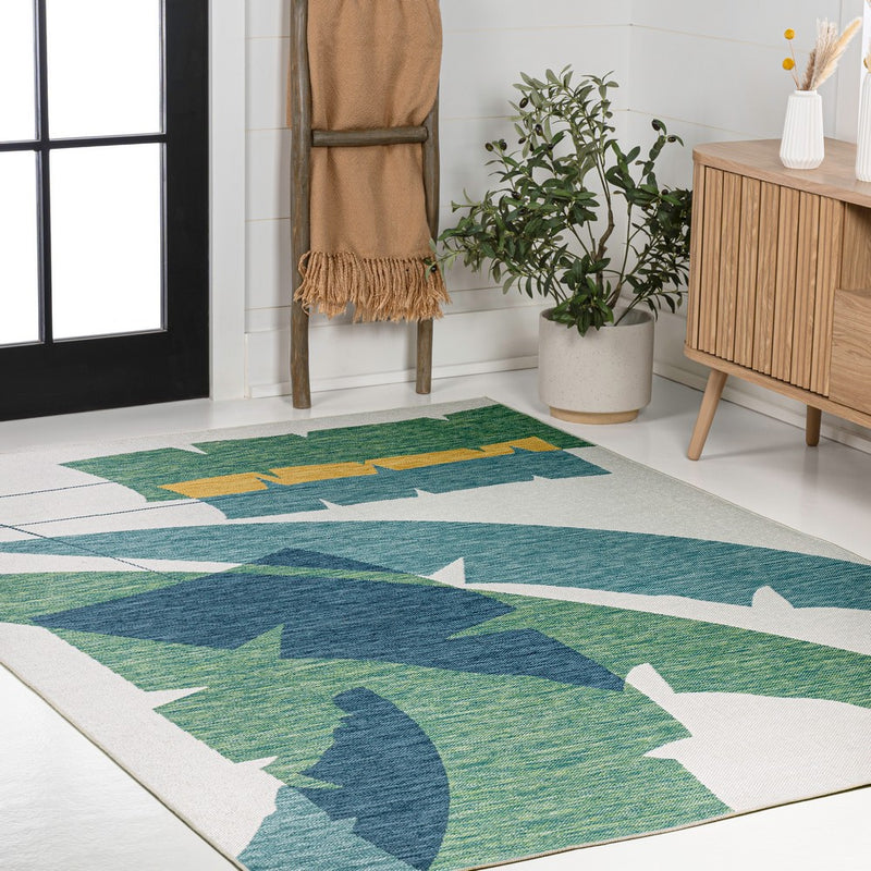 Shelby Coastal Vintage Abstract Palm Leaf Indoor/Outdoor Area Rug