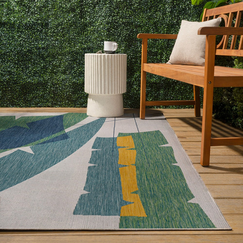 Shelby Coastal Vintage Abstract Palm Leaf Indoor/Outdoor Area Rug