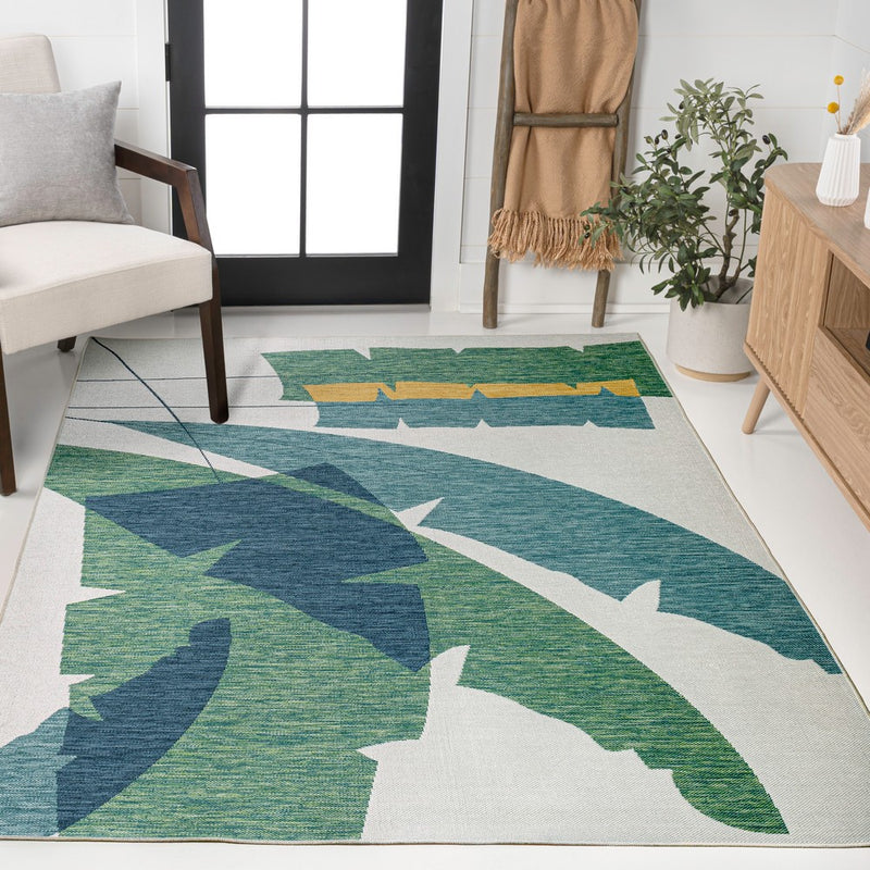 Shelby Coastal Vintage Abstract Palm Leaf Indoor/Outdoor Area Rug