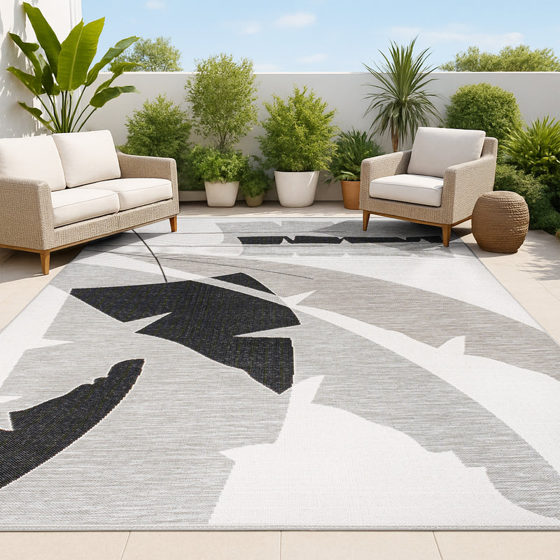 Shelby Coastal Vintage Abstract Palm Leaf Indoor/Outdoor Area Rug