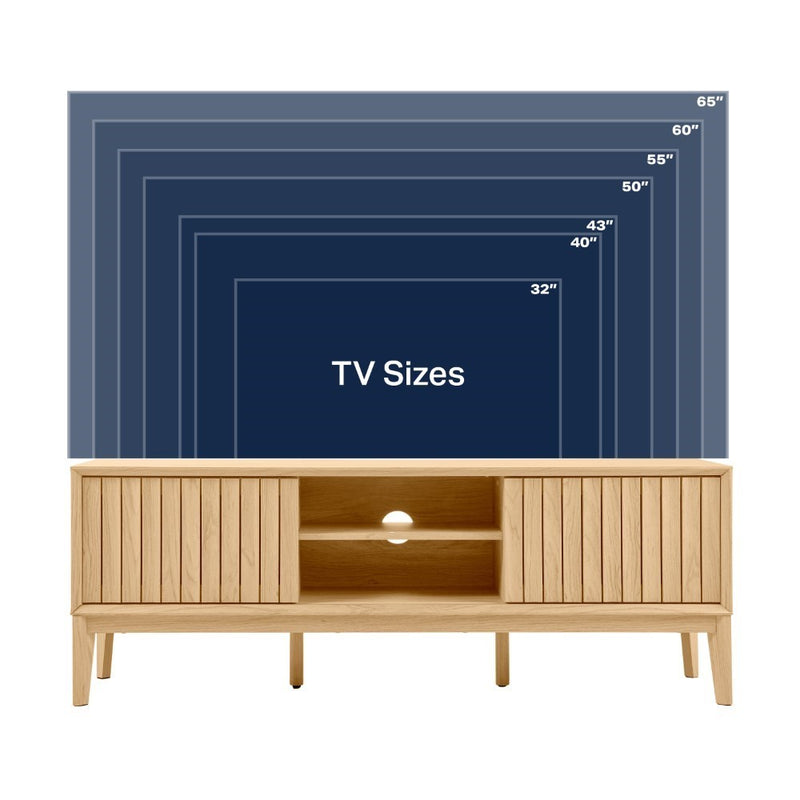 Gennaro 58 in. Farmhouse 3-Storage Sliding Door TV Stand Fits TVs up to 65 in. with Cable Management - JONATHAN Y
