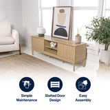 Gennaro 58 in. Farmhouse 3-Storage Sliding Door TV Stand Fits TVs up to 65 in. with Cable Management