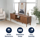 Gennaro 58 in. Farmhouse 3-Storage Sliding Door TV Stand Fits TVs up to 65 in. with Cable Management