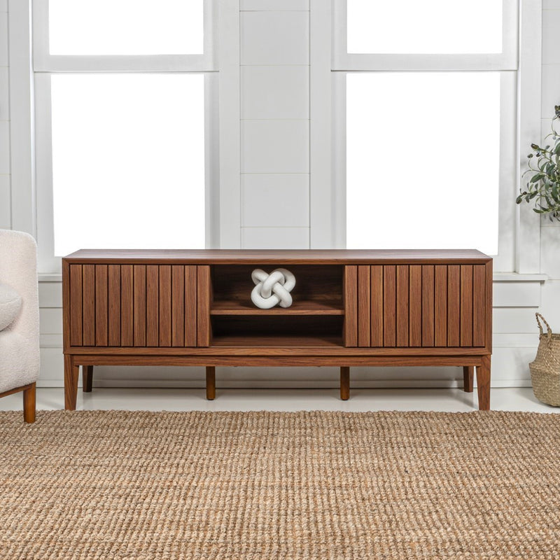 Gennaro 58 in. Farmhouse 3-Storage Sliding Door TV Stand Fits TVs up to 65 in. with Cable Management