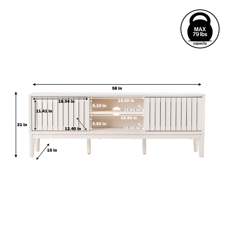 Gennaro 58 in. Farmhouse 3-Storage Sliding Door TV Stand Fits TVs up to 65 in. with Cable Management - JONATHAN Y