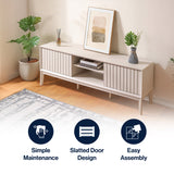 Gennaro 58 in. Farmhouse 3-Storage Sliding Door TV Stand Fits TVs up to 65 in. with Cable Management