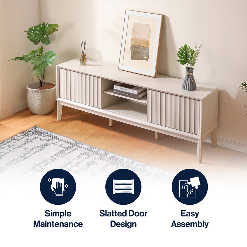 Gennaro 58 in. Farmhouse 3-Storage Sliding Door TV Stand Fits TVs up to 65 in. with Cable Management