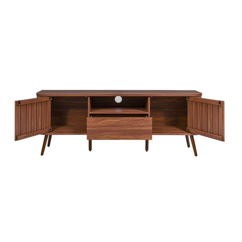 Damien 70 in. Farmhouse Curved TV Stand with Drawer and Storage Doors Fits TVs up to 75 in. with Cable Management - JONATHAN Y