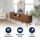 Damien 70 in. Farmhouse Curved TV Stand with Drawer and Storage Doors Fits TVs up to 75 in. with Cable Management