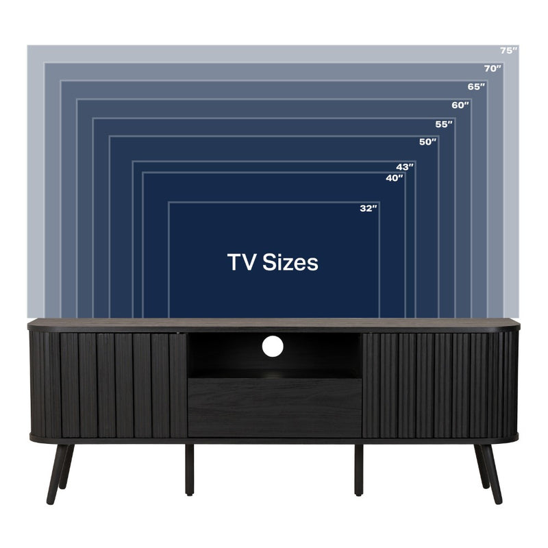 Damien 70 in. Farmhouse Curved TV Stand with Drawer and Storage Doors Fits TVs up to 75 in. with Cable Management - JONATHAN Y