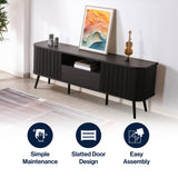 Damien 70 in. Farmhouse Curved TV Stand with Drawer and Storage Doors Fits TVs up to 75 in. with Cable Management