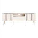 Damien 70 in. Farmhouse Curved TV Stand with Drawer and Storage Doors Fits TVs up to 75 in. with Cable Management