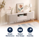 Damien 70 in. Farmhouse Curved TV Stand with Drawer and Storage Doors Fits TVs up to 75 in. with Cable Management