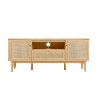 Finley 59 in. Farmhouse Caned TV Stand with Drawer and Storage Doors Fits TVs up to 65 in. with Cable Management - JONATHAN Y