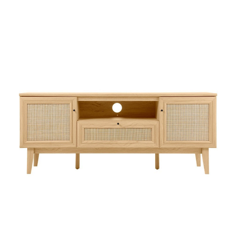 Finley 59 in. Farmhouse Caned TV Stand with Drawer and Storage Doors Fits TVs up to 65 in. with Cable Management - JONATHAN Y