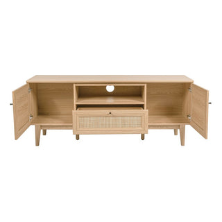 Finley 59 in. Farmhouse Caned TV Stand with Drawer and Storage Doors Fits TVs up to 65 in. with Cable Management - JONATHAN Y