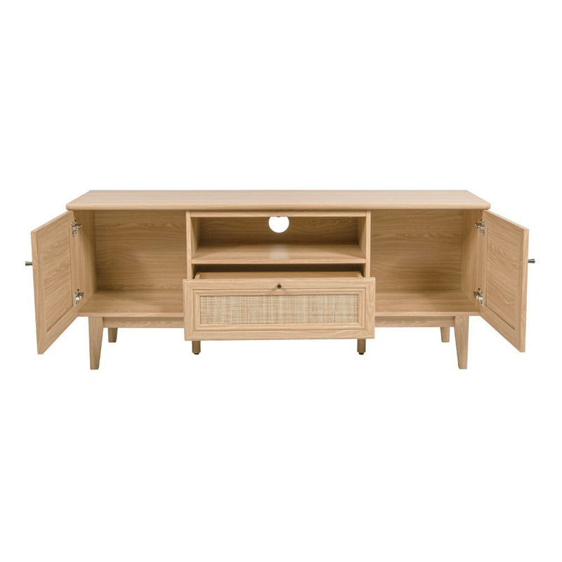 Finley 59 in. Farmhouse Caned TV Stand with Drawer and Storage Doors Fits TVs up to 65 in. with Cable Management - JONATHAN Y