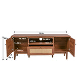 Finley 59 in. Farmhouse Caned TV Stand with Drawer and Storage Doors Fits TVs up to 65 in. with Cable Management - JONATHAN Y