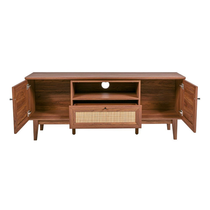 Finley 59 in. Farmhouse Caned TV Stand with Drawer and Storage Doors Fits TVs up to 65 in. with Cable Management - JONATHAN Y