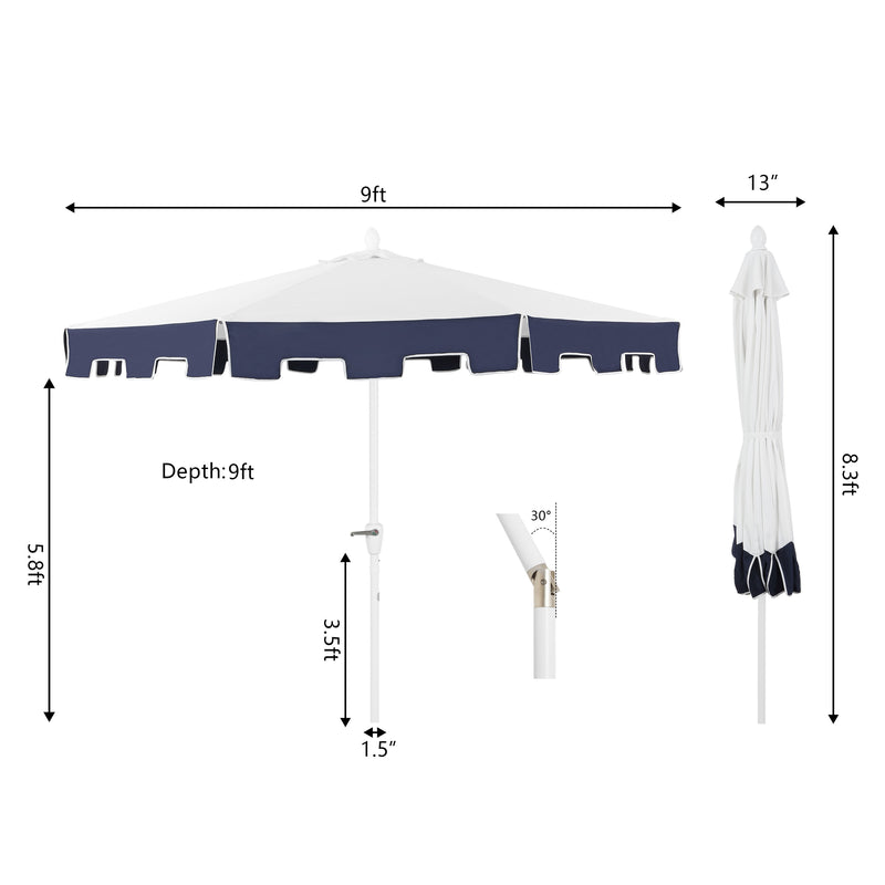 Baiona 9 ft. Classic MidCentury Market Patio Umbrella - JONATHAN Y