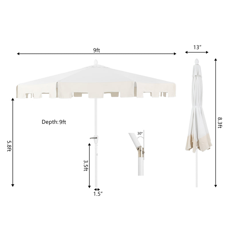 Baiona 9 ft. Classic MidCentury Market Patio Umbrella - JONATHAN Y