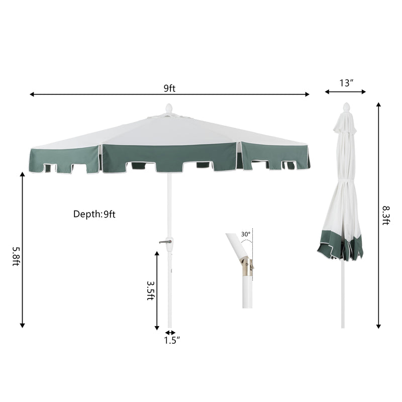 Baiona 9 ft. Classic MidCentury Market Patio Umbrella