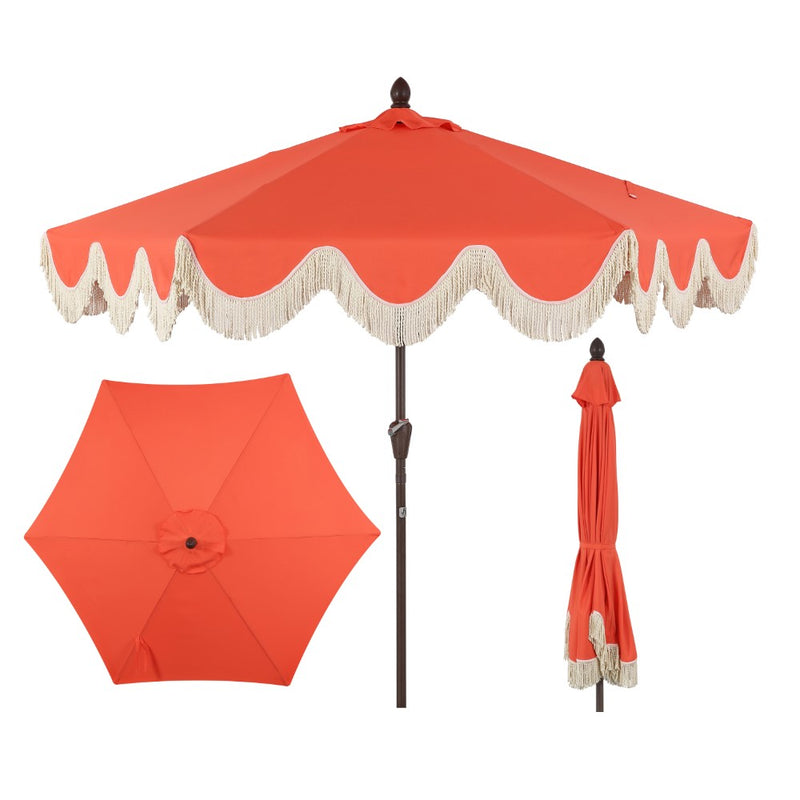 Collins 9 ft. Classic Cottage Tassel Market Patio Umbrella