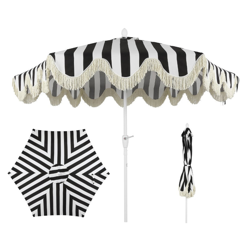 Collins 9 ft. Classic Cottage Tassel Market Patio Umbrella
