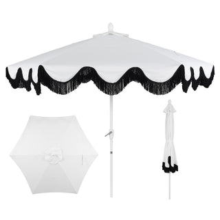 Collins 9 ft. Classic Cottage Tassel Market Patio Umbrella