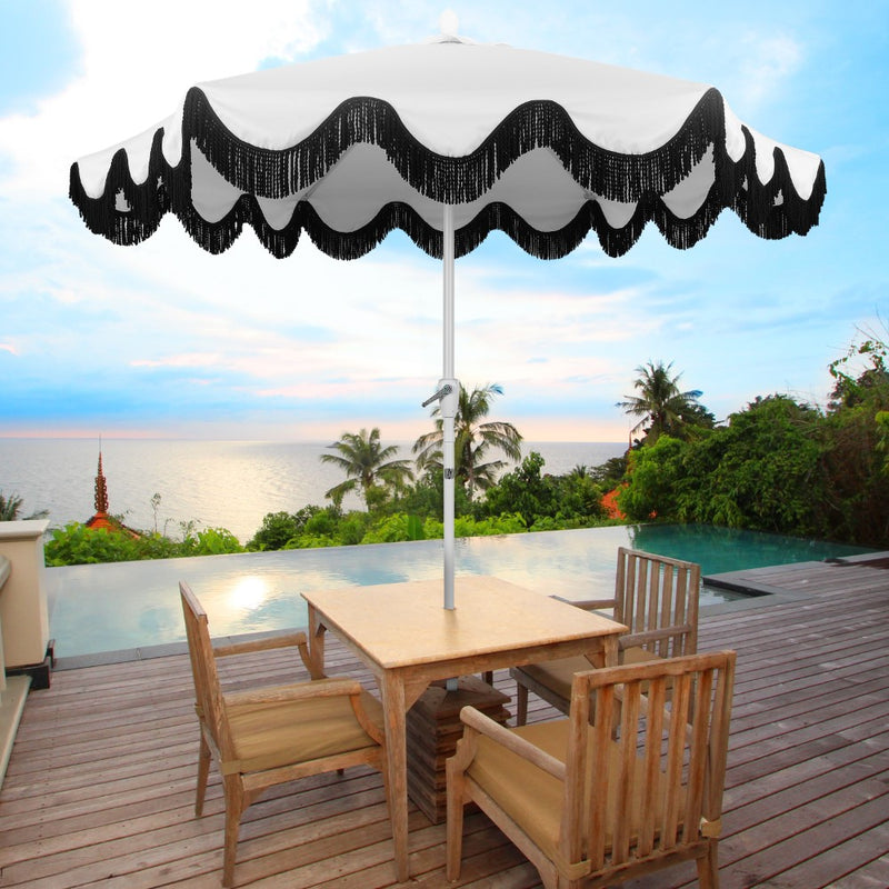 Collins 9 ft. Classic Cottage Tassel Market Patio Umbrella
