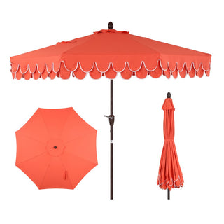 Tracy 9 ft. Classic MidCentury Scalloped Fringe Market Patio Umbrella