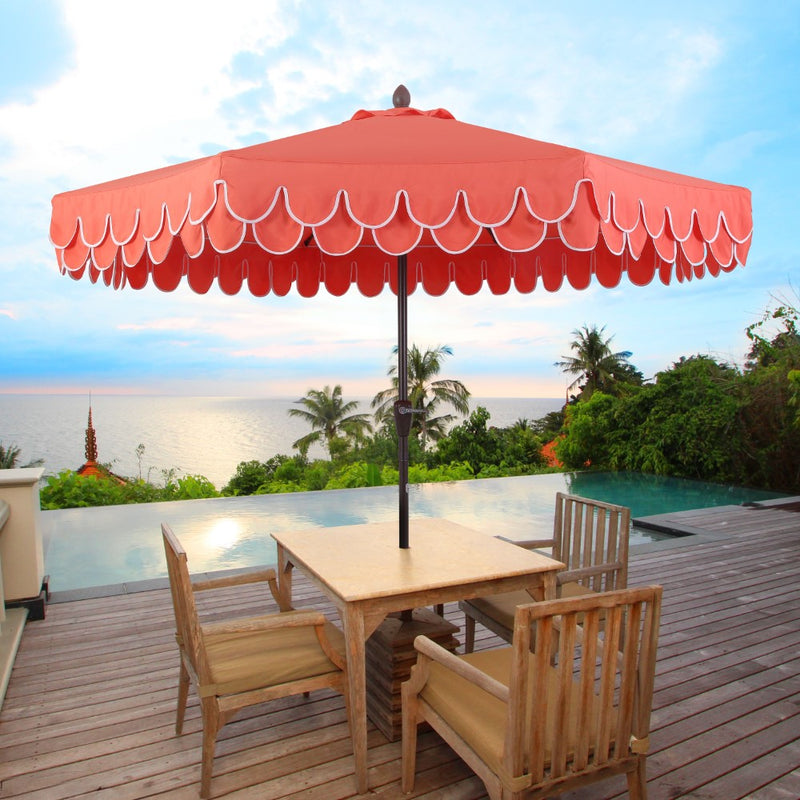 draped patio umbrella Market with Tilt large carry bag with a widened shoulder strap for easy transport Boho Wooden Patio Fringe Umbrella