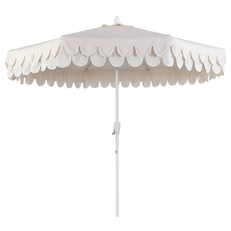 Tracy 9 ft. Classic MidCentury Scalloped Fringe Market Patio Umbrella