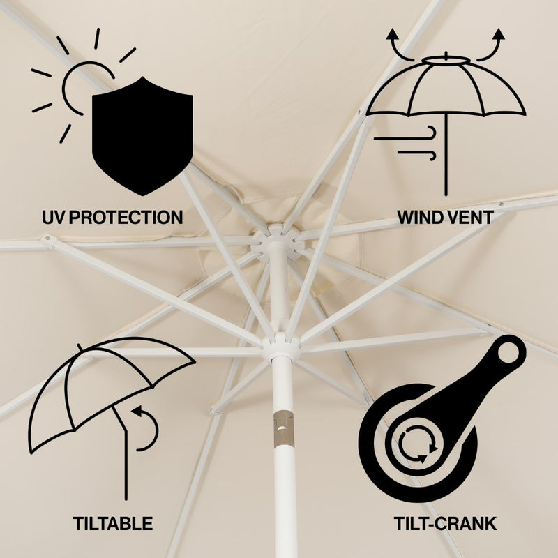 Tracy 9 ft. Classic MidCentury Scalloped Fringe Market Patio Umbrella