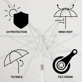 Tracy 9 ft. Classic MidCentury Scalloped Fringe Market Patio Umbrella