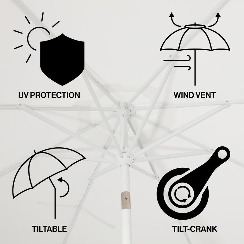Tracy 9 ft. Classic MidCentury Scalloped Fringe Market Patio Umbrella
